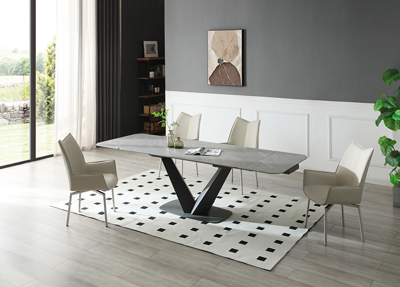 Cloud Table with 1218 swivel gray chairs p13219 By ESF Furniture