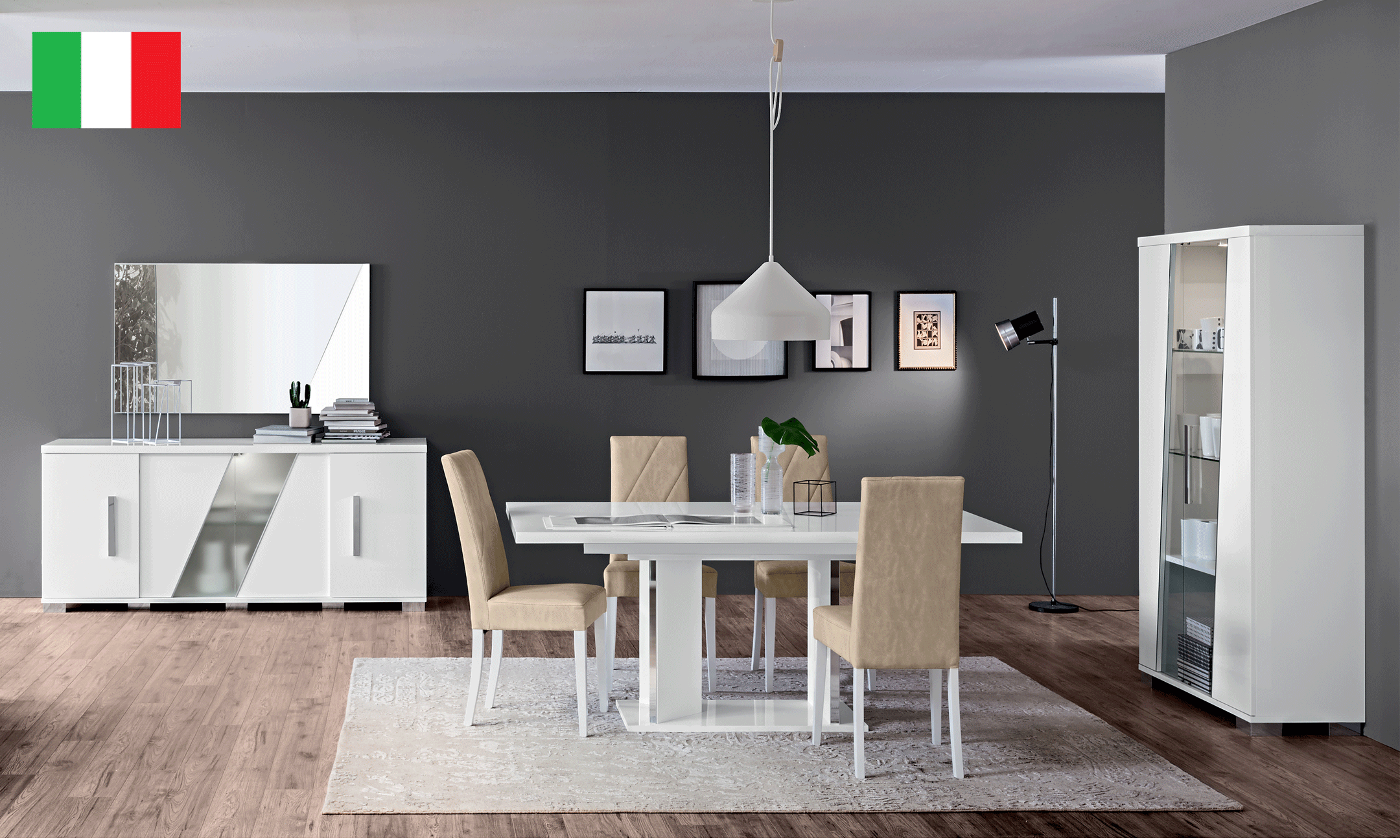 High Gloss Lacquer Lisa Dining Room Set, Italy p8507 By ESF Furniture