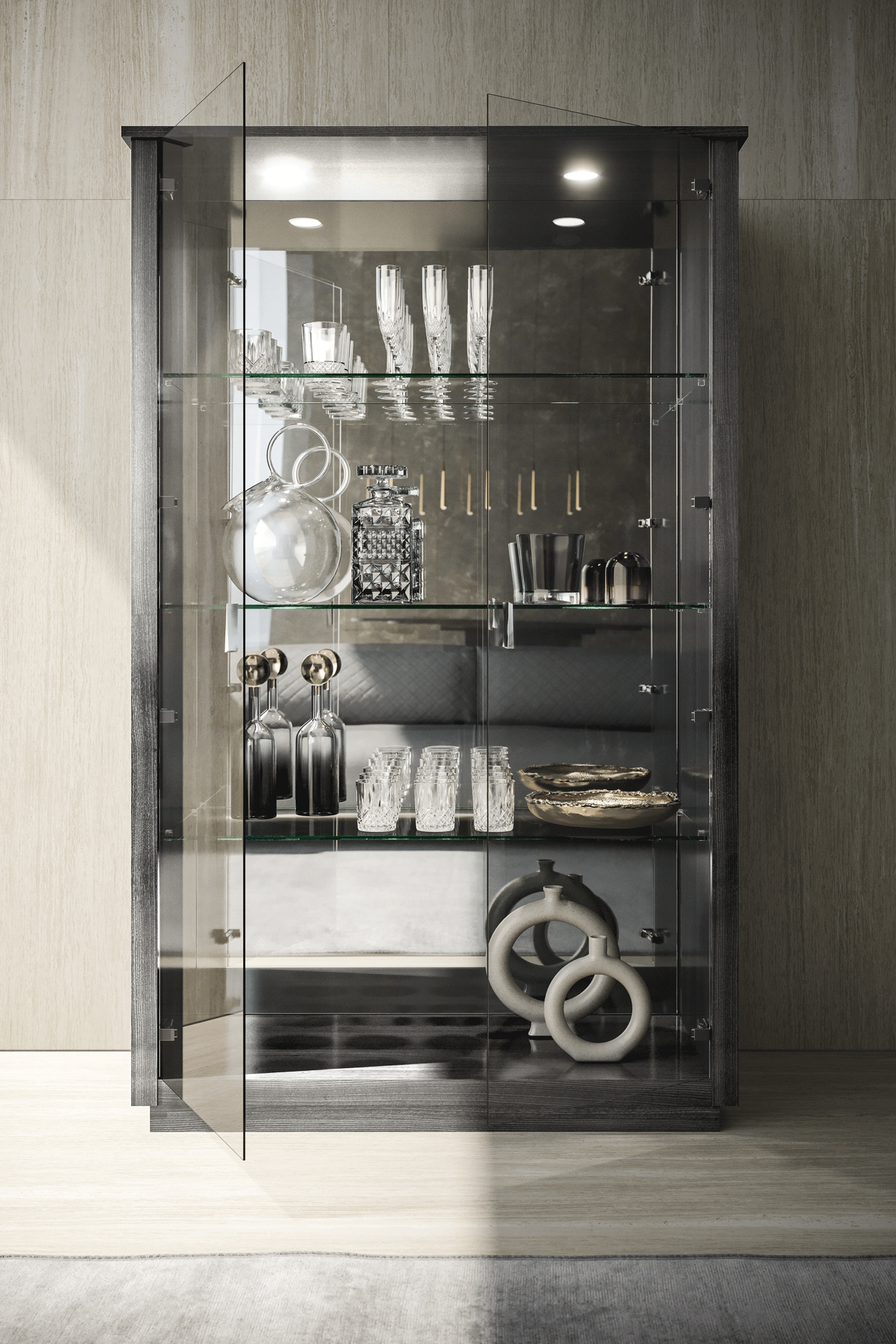 High Gloss Lacquer Vulcano 2 Door Curio Cabinet i38342 By ESF Furniture