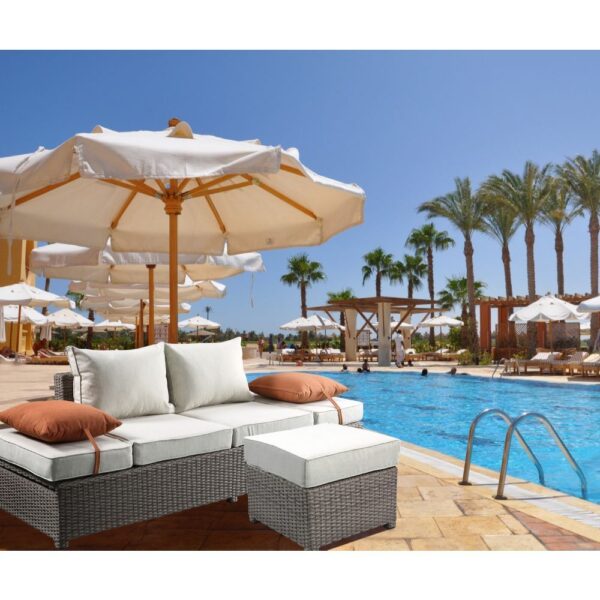 Salena Patio Sofa & Ottoman  in Beige Fabric & Gray Wicker by ACME 15