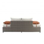 Salena Patio Sofa & Ottoman in Beige Fabric & Gray Wicker by ACME Outdoor Furniture Mobilia Cleopatra 34 Salena Patio Sofa & Ottoman in Beige Fabric & Gray Wicker by ACME 34