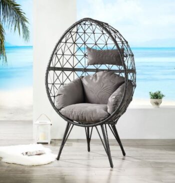 Light Gray Fabric Aeven Patio Lounge Chair 45111 by ACME
