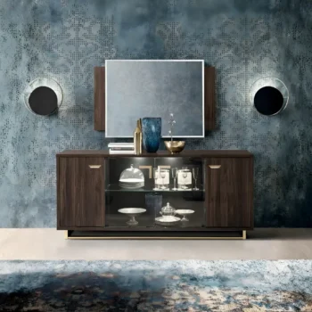 High Gloss Lacquer Volare Dining Room Set Dark Walnut