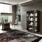 High Gloss Lacquer Volare Dining Room Set Dark Walnut