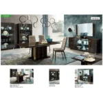 High Gloss Lacquer Volare Dining Room Set Dark Walnut