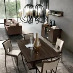 High Gloss Lacquer Volare Dining Room Set Dark Walnut