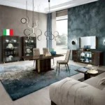 High Gloss Lacquer Volare Dining Room Set Dark Walnut