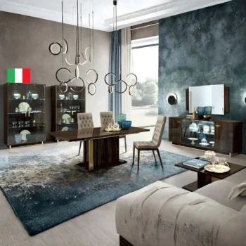 High Gloss Lacquer Volare Dining Room Set Dark Walnut