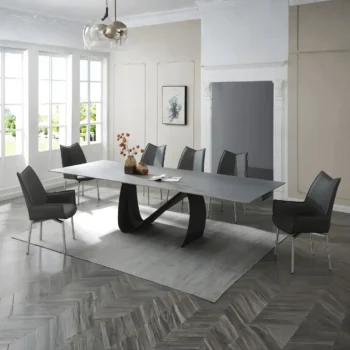 9087 Table Dark Gray with 1218 Swivel Dark Gray Chair