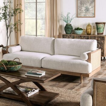 Beige/Light Oak Alesund Sofa CM9981-SF By Furniture Of America