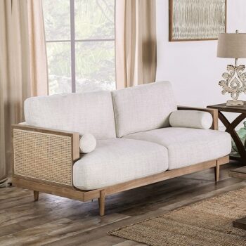 Beige/Light Oak Alesund Loveseat CM9981-LV By Furniture Of America