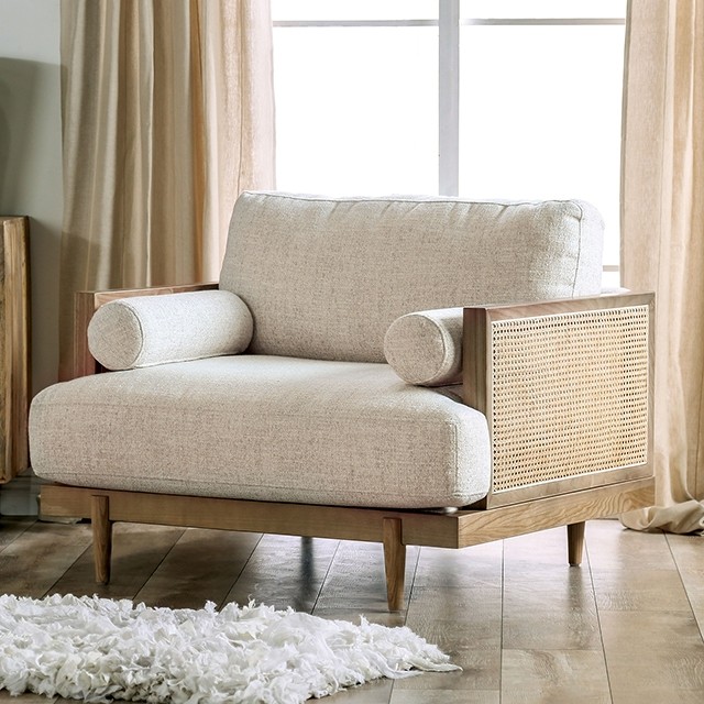 Beige/Light Oak Alesund Chair CM9981-CH By Furniture Of America