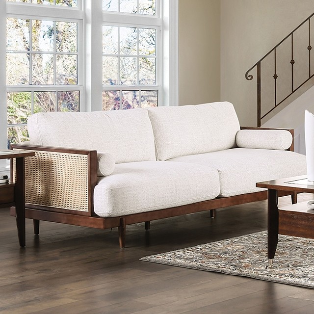 Beige/Walnut Alesund Sofa CM9982-SF By Furniture Of America