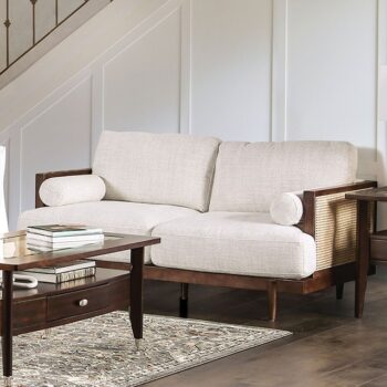 Beige/Walnut Alesund Loveseat CM9982-LV By Furniture Of America