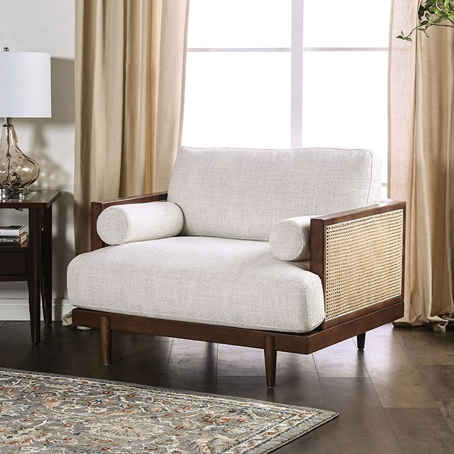 Beige/Walnut Alesund Chair CM9982-CH By Furniture Of America