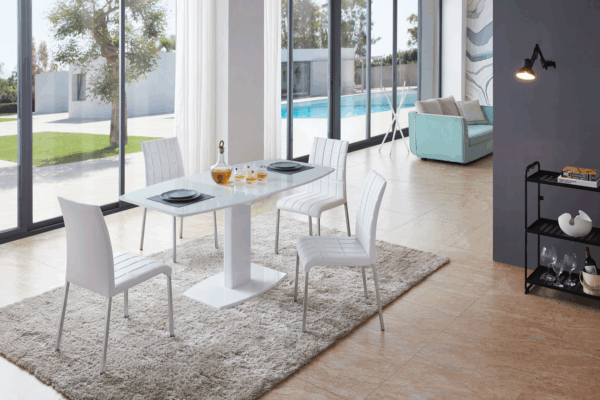 High Gloss Lacquer 2396 Table With Extention And 3450 Chairs P9576 By Esf Furniture | Mobilia Cleopatra High Gloss Lacquer 2396 Table with extention and 3450 Chairs p9576 By ESF Furniture
