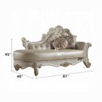 Vendome Chaise With 2 Pillows in Pearl Leather BD01523 By ACME 8