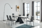 Mat, Shiny 152 Marble Dining Table with 196 Gray Chairs p11445 By ESF Furniture Luxury Dining Sets Mobilia Cleopatra 23 Mat, Shiny 152 Marble Dining Table with 196 Gray Chairs p11445 By ESF Furniture 23