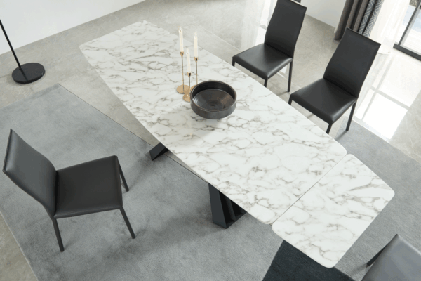 Mat, Shiny 152 Marble Dining Table with 196 Gray Chairs p11445 By ESF Furniture 17