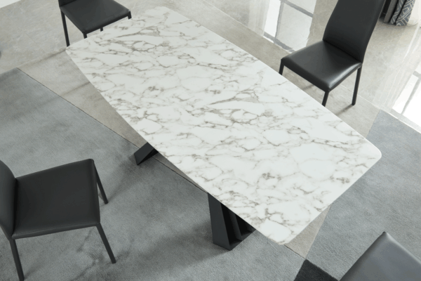 Mat, Shiny 152 Marble Dining Table with 196 Gray Chairs p11445 By ESF Furniture 18
