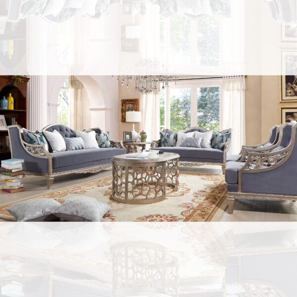 Luxury Silver Loveseat HD-701 By Homey Design 6