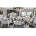 Synthetic Leather & Bone White Finish Dresden Sofa W/7 Pillows LV02244 By ACME Luxury Sofas Mobilia Cleopatra 8 Synthetic Leather & Bone White Finish Dresden Sofa W/7 Pillows LV02244 By ACME 8
