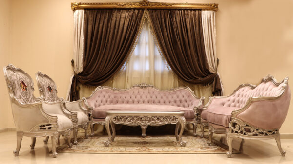 Handmade Silver Pink Sofa - Image 2