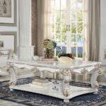 Vendome Square Coffee Table in Antique Pearl Finish LV01526 By ACME 13