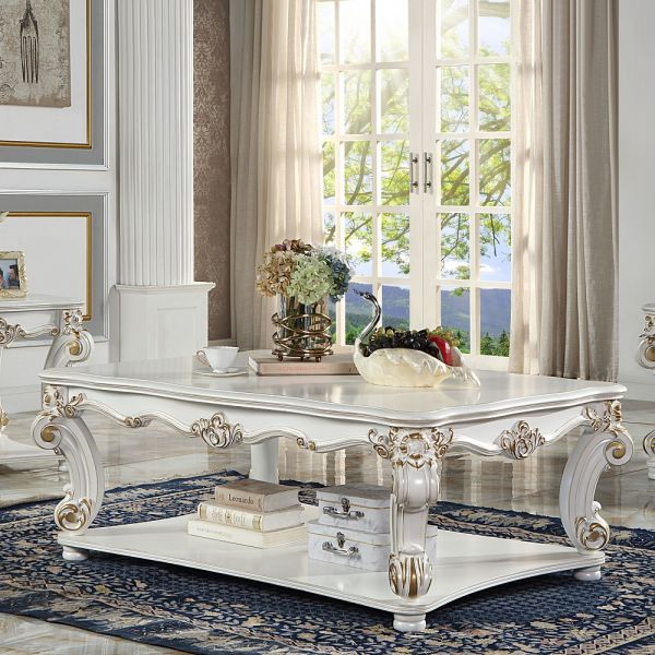 Vendome Square Coffee Table in Antique Pearl Finish LV01526 By ACME