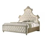 Beige Velvet Lucienne Bed By ACME Luxury Beds Mobilia Cleopatra 12 Beige Velvet Lucienne Bed By ACME 12