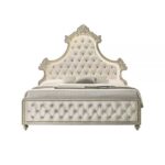 Beige Velvet Lucienne Bed By ACME Luxury Beds Mobilia Cleopatra 13 Beige Velvet Lucienne Bed By ACME 13