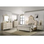 Beige Velvet Lucienne Bed By ACME Luxury Beds Mobilia Cleopatra 14 Beige Velvet Lucienne Bed By ACME 14