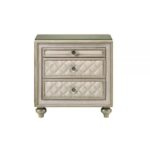 Beige Velvet Lucienne Nightstand BD02336 By ACME Luxury Bedroom Nightstands Mobilia Cleopatra 10 Beige Velvet Lucienne Nightstand BD02336 By ACME 10