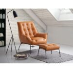 Sandstone/Khaki Leather Zusa Accent Chair & Ottoman By ACME 21