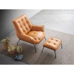 Sandstone/Khaki Leather Zusa Accent Chair & Ottoman By ACME 23