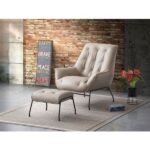 Sandstone/Khaki Leather Zusa Accent Chair & Ottoman By ACME 26