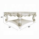 Vendome Square Coffee Table in Antique Pearl Finish LV01526 By ACME 16