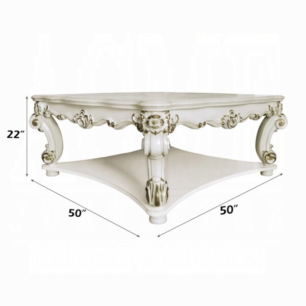 Vendome Square Coffee Table in Antique Pearl Finish LV01526 By ACME 11