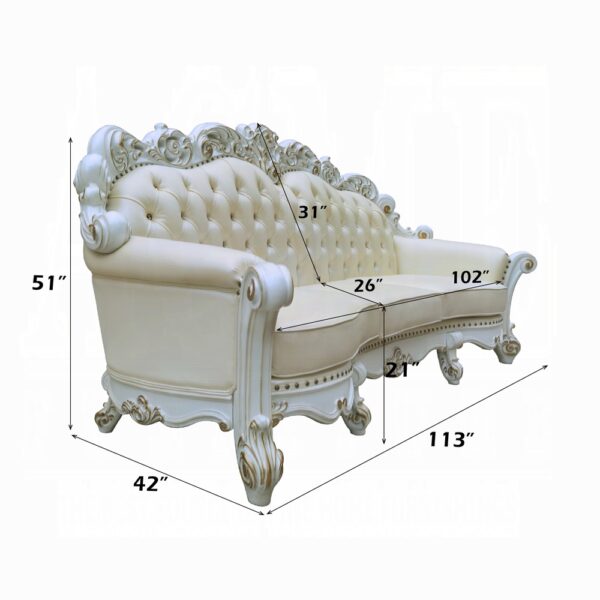 Vendome Oversized Sofa With 6 Pillows in Champagne Leather LV01525 By ACME 7