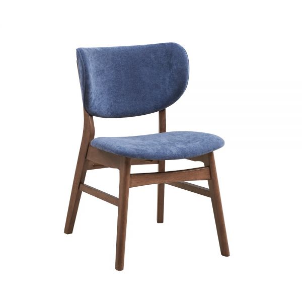 Blue Fabric & Walnut Finish Bevis Side Chair DN02313 By ACME