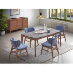 Blue Fabric & Walnut Finish Bevis Side Chair DN02313 By ACME Dining Chair & Bench Mobilia Cleopatra 20 Blue Fabric & Walnut Finish Bevis Side Chair DN02313 By ACME 20