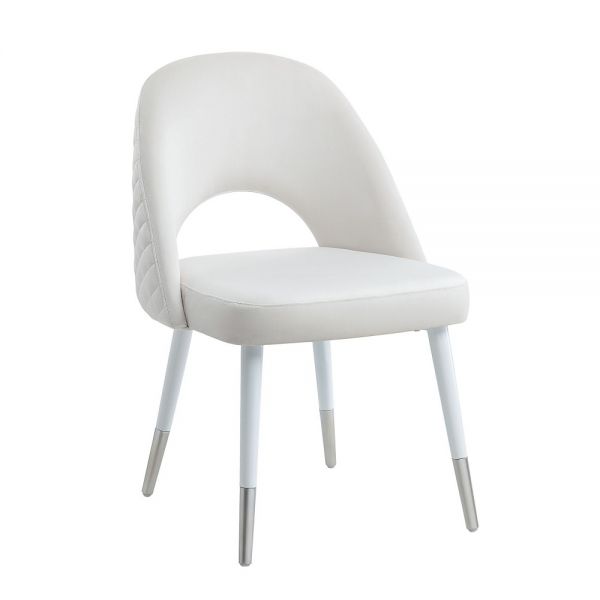 White Velvet Zemirah Side Chair DN02234 By ACME