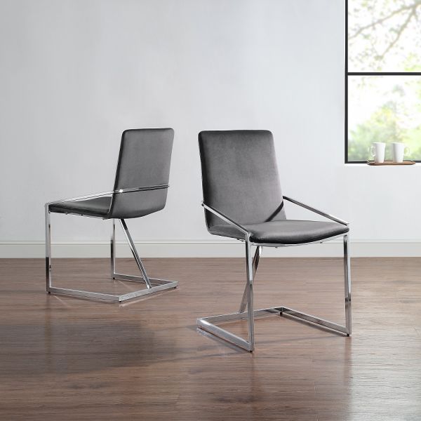 Gray Velvet &Amp; Chrome Zlatan Side Chair Dn02235 By Acme | Mobilia Cleopatra Gray Velvet & Chrome Zlatan Side Chair DN02235 By ACME