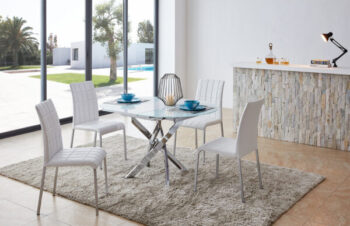 Shiny 2303 Table and 3450 Chairs p6962 By ESF Furniture