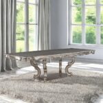 Platinum Ariadne Dining Table With Pedestal DN02281 By ACME Luxury Dining Tables Mobilia Cleopatra 17 Platinum Ariadne Dining Table With Pedestal DN02281 By ACME 17