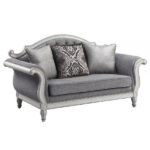 Gray Fabric & White Florian Loveseat LV02120 By ACME Luxury Loveseats Mobilia Cleopatra 17 Gray Fabric & White Florian Loveseat LV02120 By ACME 17