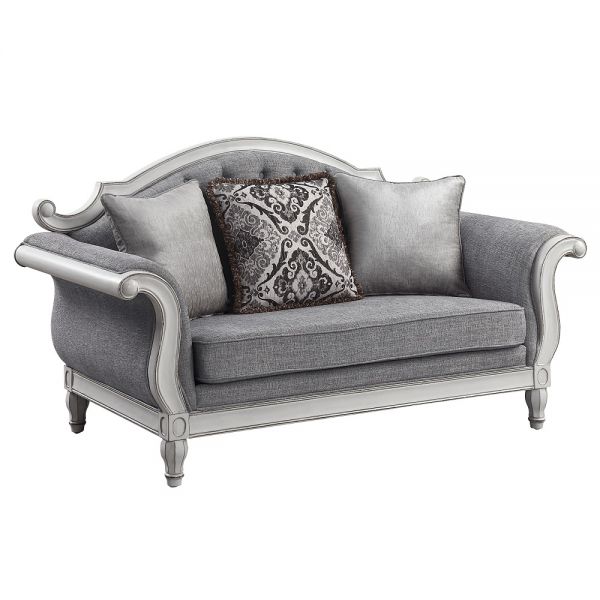 Gray Fabric & White Florian Loveseat LV02120 By ACME