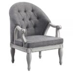 Gray Fabric & White Florian Accent Chair LV02121 By ACME Accent Chairs Mobilia Cleopatra 23 Gray Fabric & White Florian Accent Chair LV02121 By ACME 23