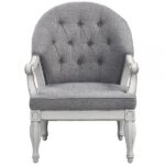 Gray Fabric & White Florian Accent Chair LV02121 By ACME Accent Chairs Mobilia Cleopatra 24 Gray Fabric & White Florian Accent Chair LV02121 By ACME 24