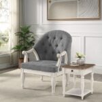 Gray Fabric & White Florian Accent Chair LV02121 By ACME Accent Chairs Mobilia Cleopatra 22 Gray Fabric & White Florian Accent Chair LV02121 By ACME 22